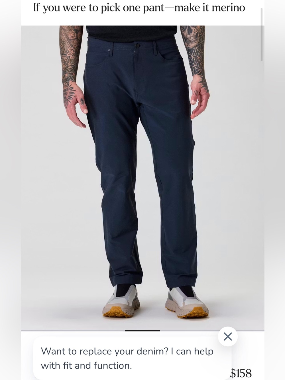 Huckberry Proof 72-Hour Merino 5-Pocket Pant- Athletic Tapered- 36x32- NWT